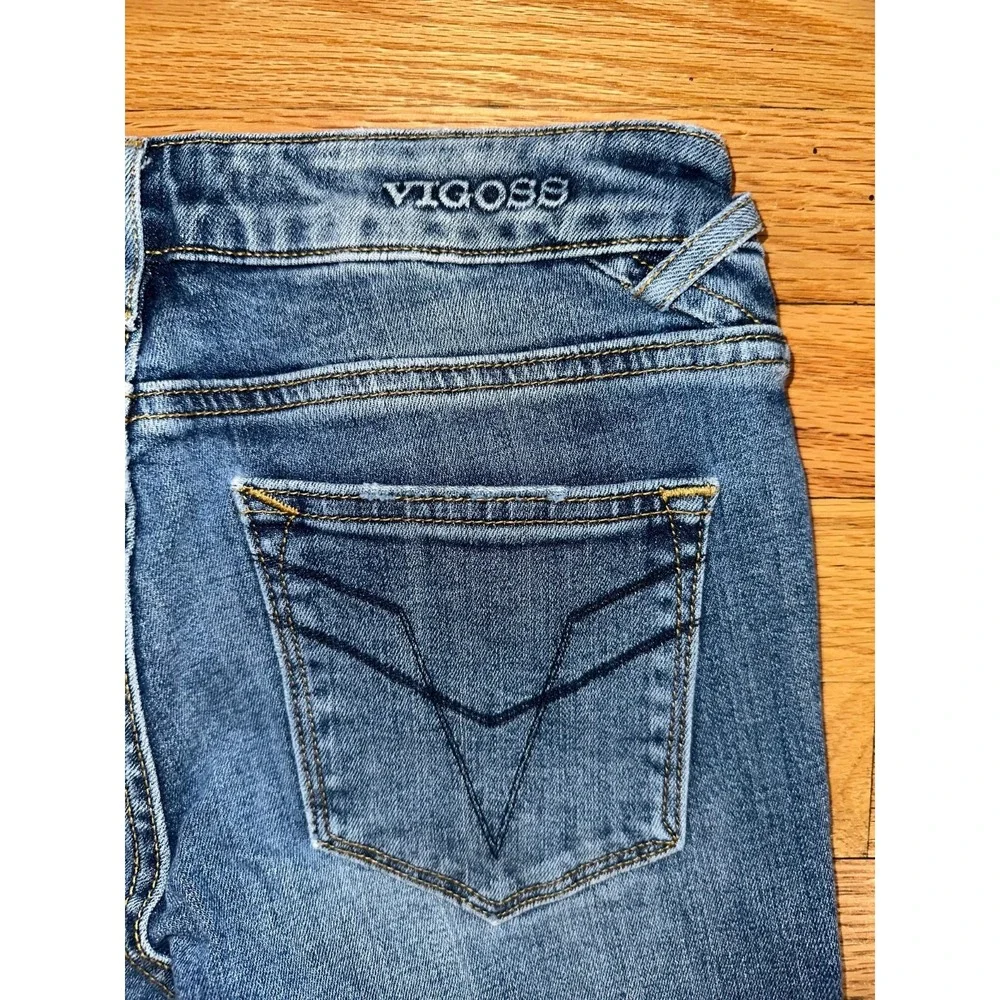 Vigoss Jeans Womens Size 25x25 Skinny Crop  Distressed‎ Blue Denim Medium Wash